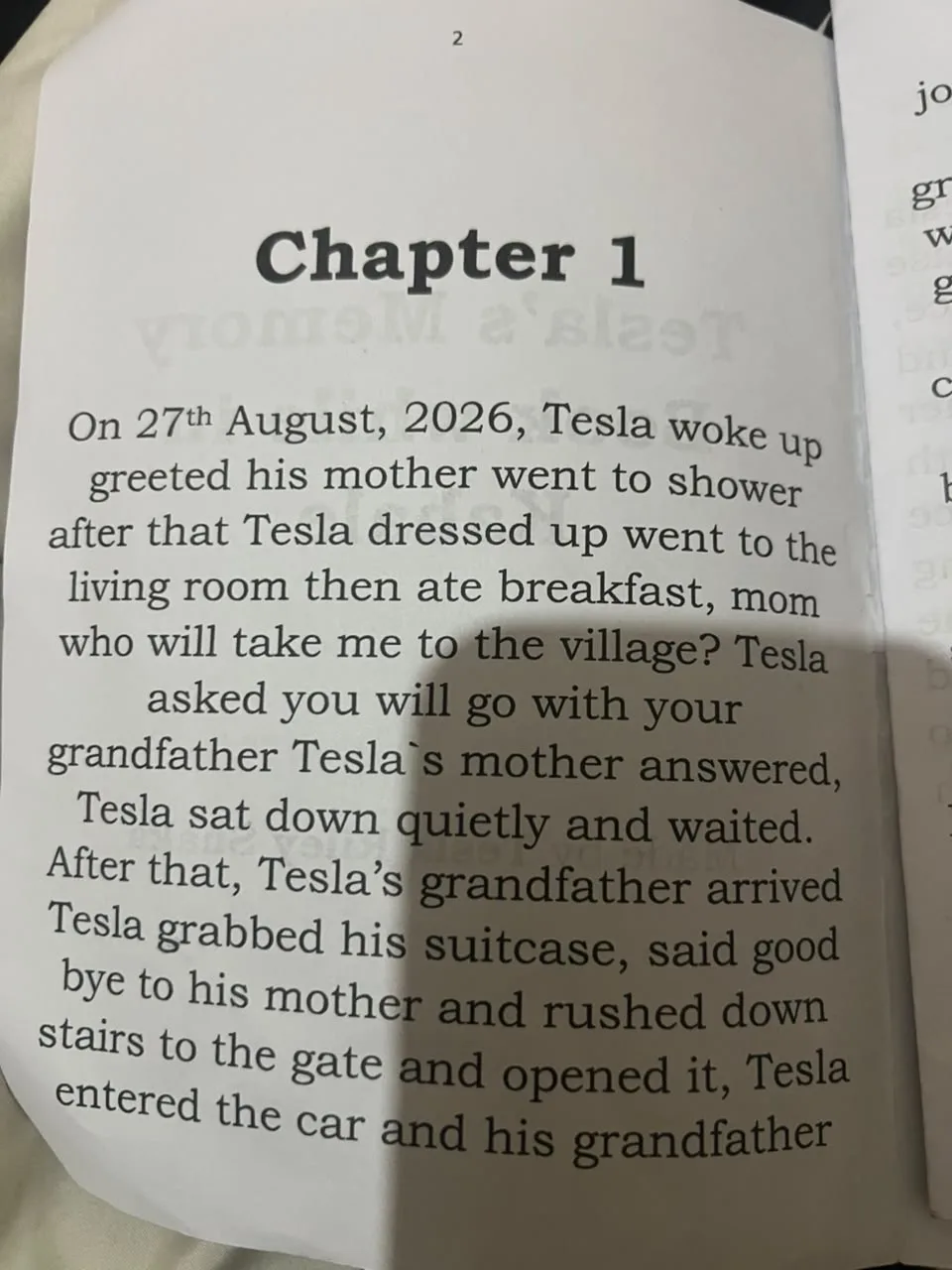Page 2 of Tesla's Kabale memory book